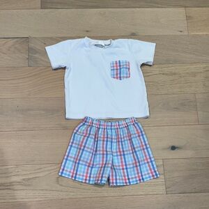 Kids White and Plaid Matching Set
